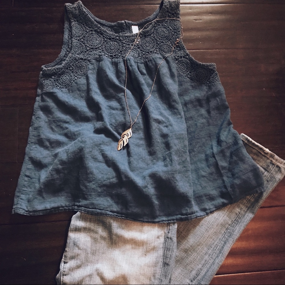 Navy crochet tank